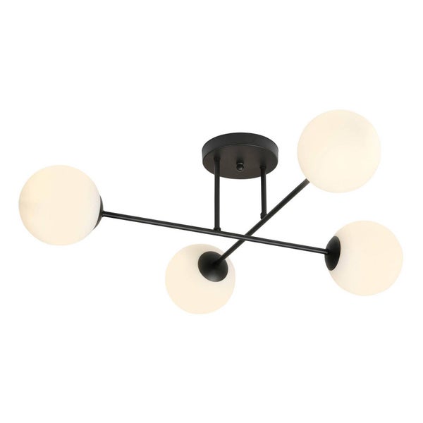 Euluna Deckenlampe Glassy (Modern) in Schwarz aus Glas (4 flammig, E14) - Deckenleuchte Lampe Wohnzimmerleuchte