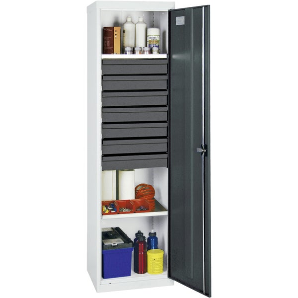 Stumpf Werkzeug- und Materialschrank Serie 3000 lichtgrau / anthrazitgrau + 7 Schublade 100 mm + 2 Auszugsböden - 3005271
