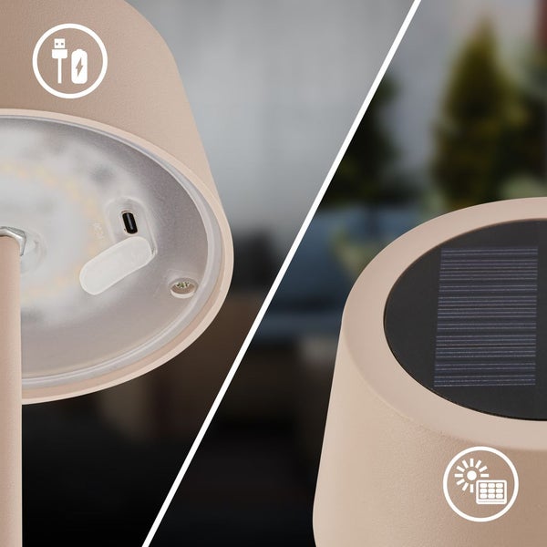 Solar Tischleuchte mit Touchdimmer 2W 160 lm CCT Einstellbares Weiß Awia beige