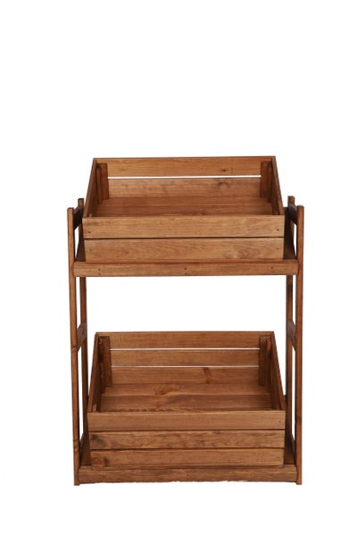 PROREGAL Getränkekistenregal SPREEWALD HxBxT 86x70x33cm 2 Ebenen Massives Kiefernholz Braun geölt