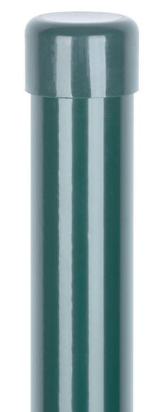PROREGAL Maschendrahtzaun, Zaunpfosten, mit Kappe, Rund Metaltec 48/1500/1,50mm, Grün, Ral6005, Zn+PVC, Kappe