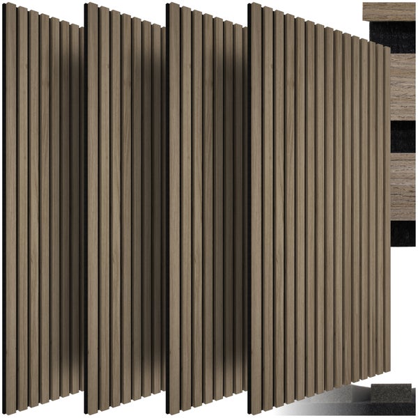 Akustikpaneele tectake Sonic Wall je 60 x 120 x 2,1 cm, Größe flexibel anpassbar Holzoptik in Eiche dunkel Eiche dunkel