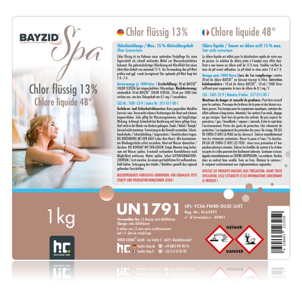 Bayzid Spa Chlor flüssig 13 Prozent, 1 Kilogramm