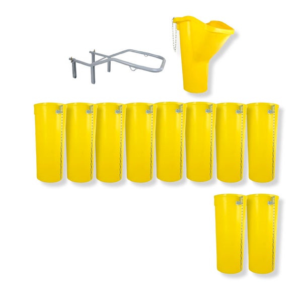 Bauschuttrutschen-Set SIRL XXL Profi | 12-teilig | 11,63m Länge | Einfülltrichter, Halterung & 10 Schuttrohre | Gelb