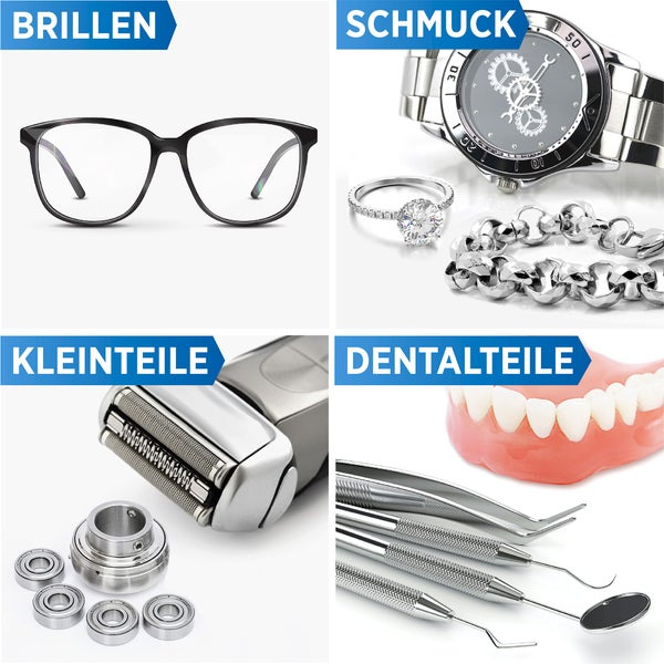 PRINOX® Ultraschallreiniger Konzentrat 2x 1030ml inkl. Mikrofasertuch I Extrem ergiebig für 700 Bäder je Flasche - Für Brille, Schmuck, Gebiss, Kleinteile - Ultraschallgeräte, Ultraschallbad