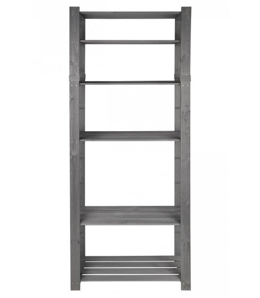 PROREGAL Holzregal Pinepeak HxBxT 200 x 80 x 38 cm 6 Fachboden 1,2 cm Dickes Kiefernholz Grau
