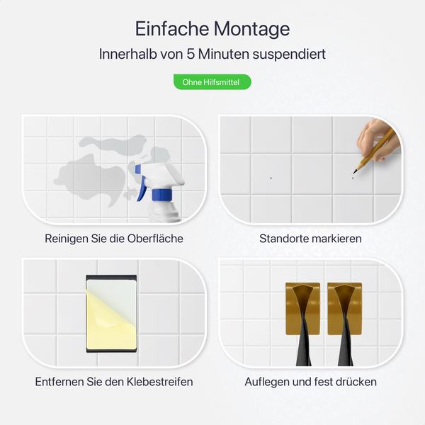 EAVY Handtuchhaken Edelstahl Gold Selbstklebend 2er Pack