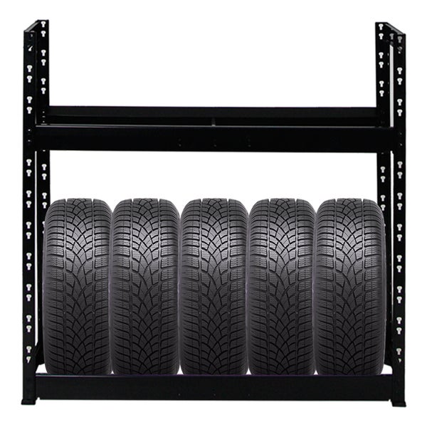 Mega Deal | 2x Reifenregal Tiger | HxBxT 100x110x35cm | 150kg Fachlast | bis zu 16 Reifen | mit Ebenen | Schwarz