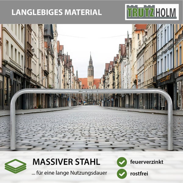 Stahl Fahrradbügel auf einer Kopfsteinpflasterstraße