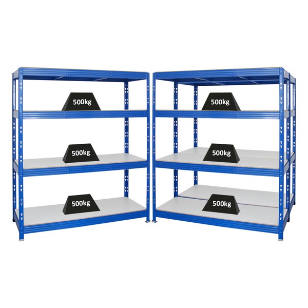 PROREGAL Mega Deal 3x Profi Schwerlastregal Rhino HxBxT 180 x 160 x 60 cm 4 Melamin-Ebenen 16mm Fachlast 500 kg Blau