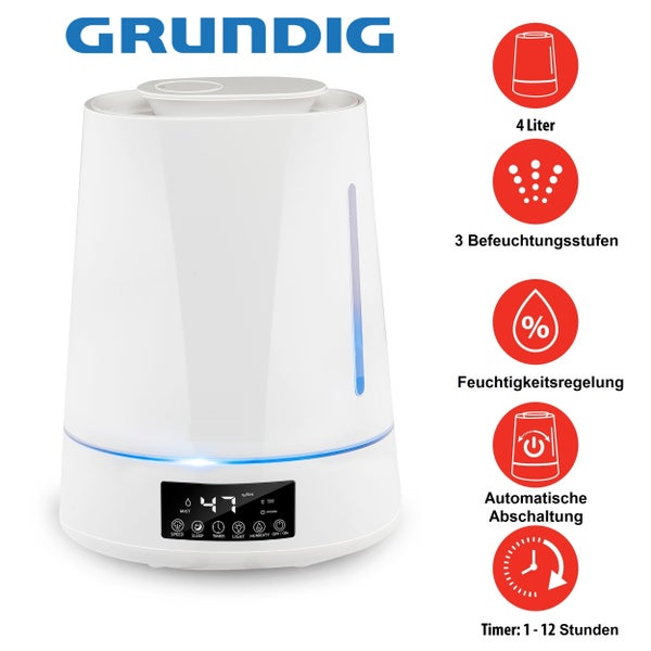 Grundig Luftbefeuchter 4,3L weiß, Fernbedienung Aroma Diffuser Raumbefeuchter