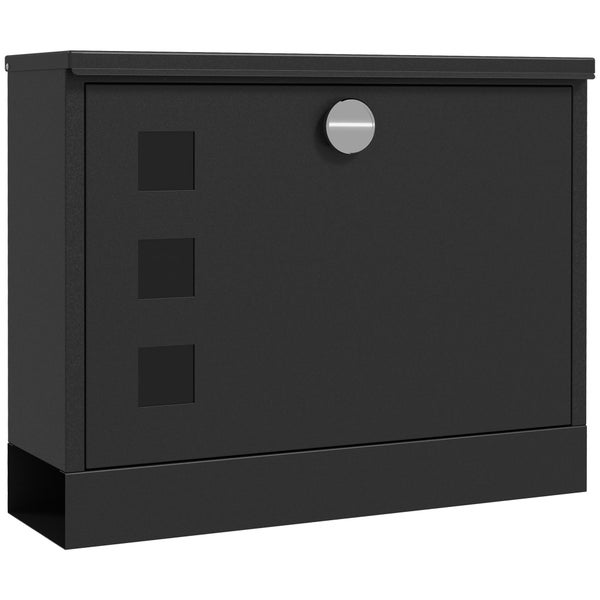 HOMCOM Briefkasten mit Zeitungsfach, Postkasten aus Metall mit 2 Schlüssel, Wandbriefkasten mit Sichtfenster, Wasserabweisend, 36,5 x 11,5 x 29 cm, Schwarz