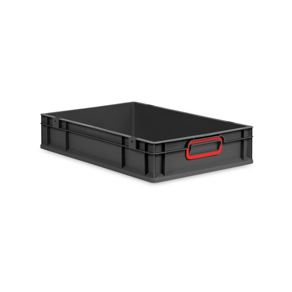 Eurobox NextGen Color, HxBxT 12x40x60cm, 23 Liter, Griffe rot geschlossen, Schwarz, Eurobehälter, Transportbox, Transportbehälter, Stapelbehälter