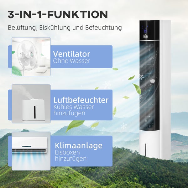 HOMCOM Turmventilator mit Fernbedienung 105 cm Ventilator, Standventilator 52° oszillierende Säulenventilator mit 3 Modi 3 Geschwindigkeitsstufen 12-Std-Timer LED-Anzeige Weiß