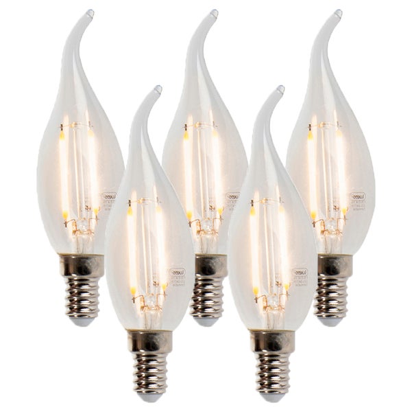 Set mit 5 dimmbaren E14-LED-Kerzenlampen mit Filamentspitze, 250 lm, 2700 K