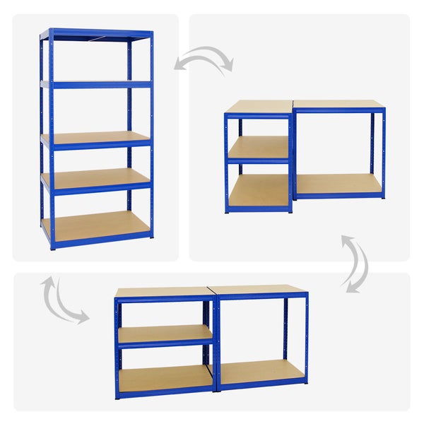 PROREGAL Mega Deal 3x Schwerlastregal Slim Elephant M HxBxT 180 x 90 x 60 cm 5 Ebenen Fachlast 350 kg Blau