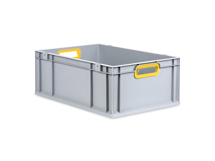 PROREGAL Spar Set 4x Eurobox Nextgen Color HxBxT 22 x 40 x 60 cm 44 Liter Griffe Gelb Offen Verstärkter Boden Eurobehälter Transportbox