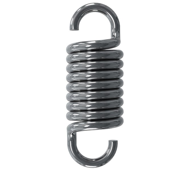 Eine metallene Zugfeder mit Hakenenden für mechanische Anwendungen.