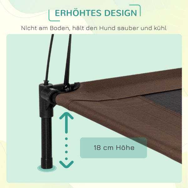 PawHut Hundebett, L92 x B76 x H90 cm, Metall, Oxford, Netzstoff, Taftstoff, Kaffee+Schwarz