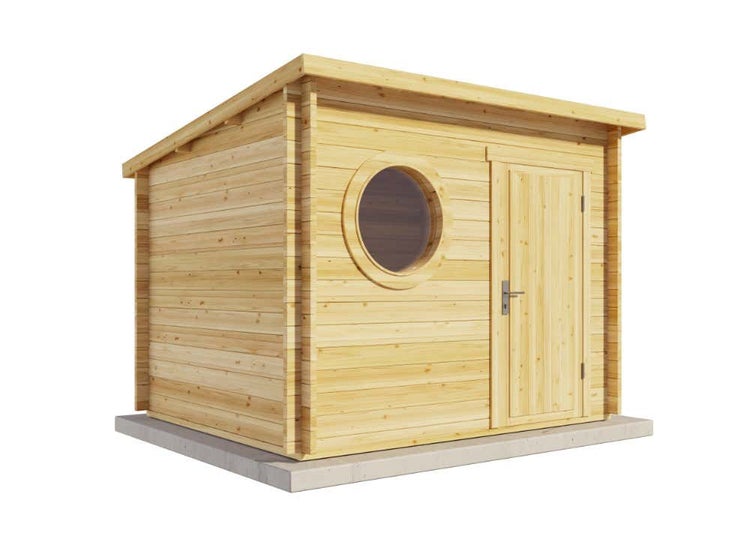 Alpholz Gartenhaus Maria-Rondo A aus Massiv-holz, Gerätehaus mit 44 mm Wandstärke, Garten Holzhaus mit Imprägnierung (pinie), Geräteschuppen Größe: 300 x 250 cm, Pultdach