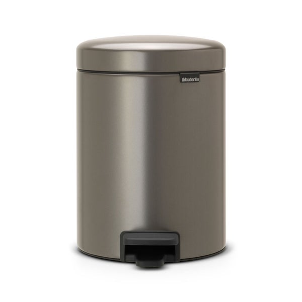 Brabantia Klassischer Tretmülleimer Mit Soft Verschluss 5 Liter HxBxT 30,2 x 26,3 x 21,7 cm Metall Platin