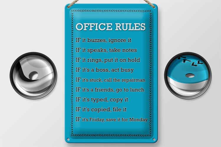Blechschild Spruch 20x30cm Office Rules Office Regeln