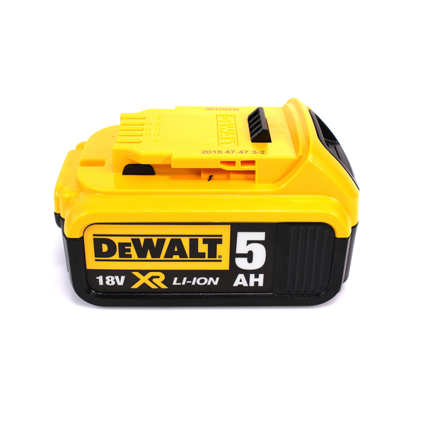 DeWalt 18 Volt XR Lithium-Ionen Akku mit einer Kapazität von 5 Amperestunden.