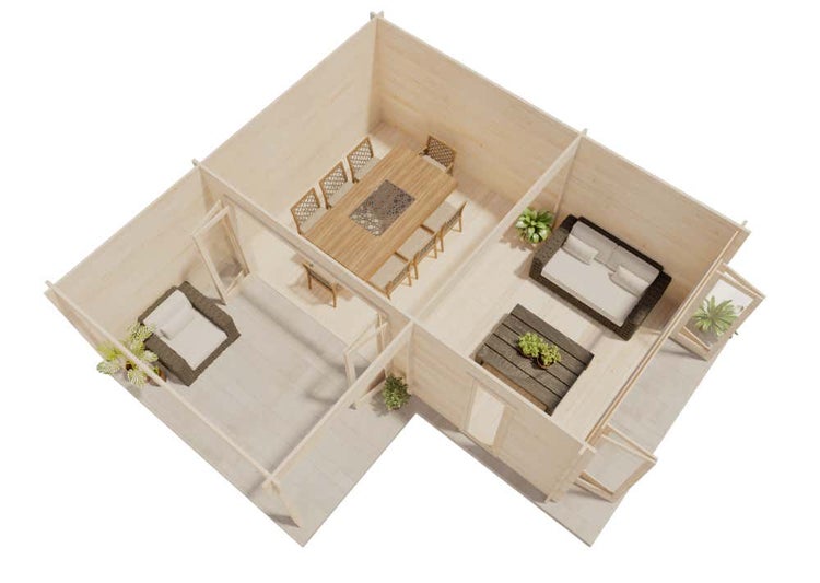 Alpholz Gartenhaus Sunbeam ISO aus Holz Holzhaus Wandstärke: 40 mm Inklusive: Terrasse,Schleppdach Blockbohlenhaus