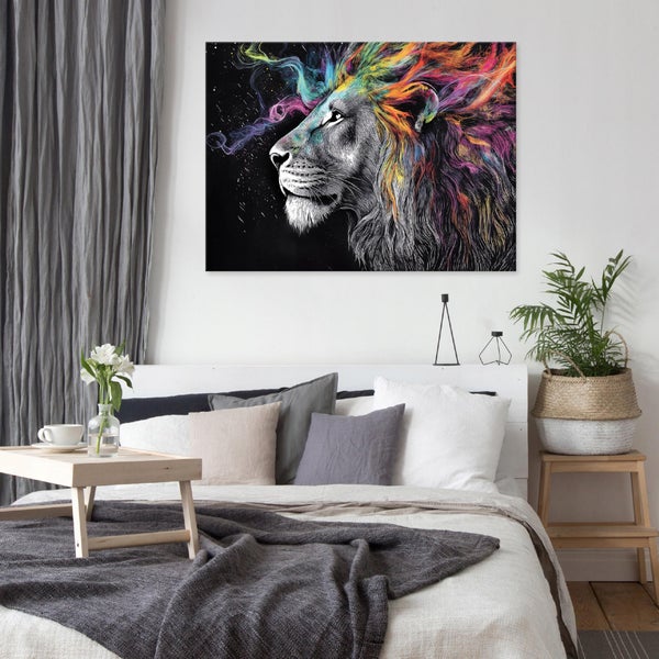 Leinwandbild Abstrakt Löwe Bilder Modern Wandbild Wohnzimmer 60X40 cm