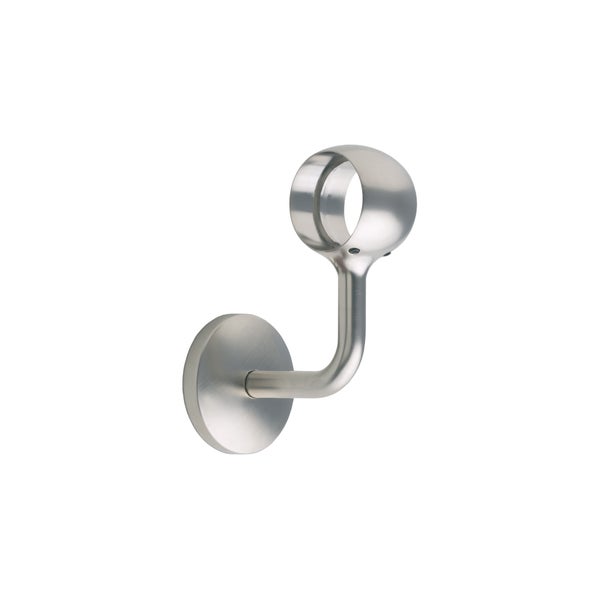 Wandträger für Gardinenstangen aus Edelstahl mit gebürsteter Oberfläche.