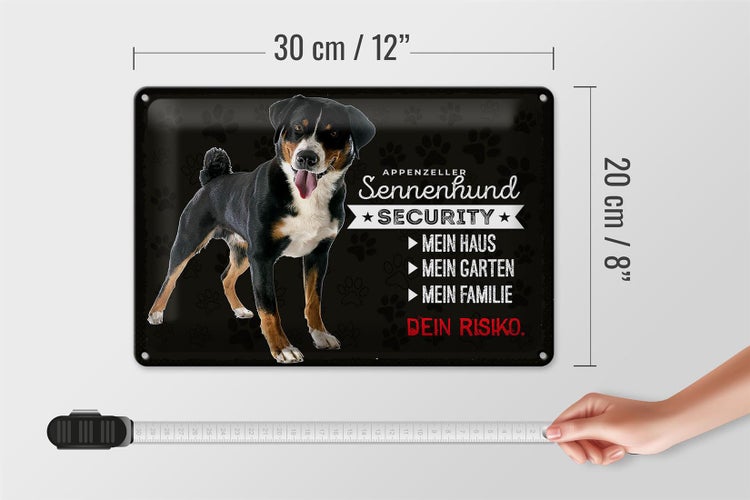 Blechschild Spruch 30x20cm Sennenhund Security mein Haus