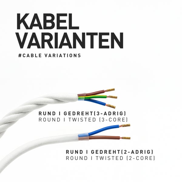 Abbildung verschiedener runder und gedrehter Kabelvarianten