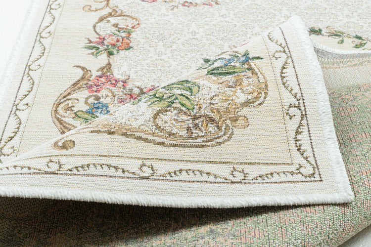 Gewebte Bettumrandung im floralen Design Flomi Beige 70x440 cm