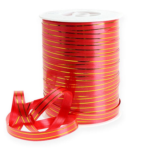 Rolle rotes Geschenkband mit goldenen Streifen