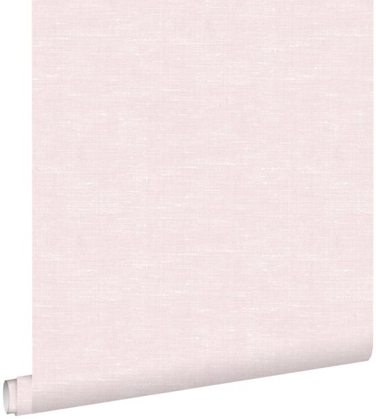 ESTAhome Tapete Leinen-Optik Hellrosa - 53 cm x 10.05 m - 148692