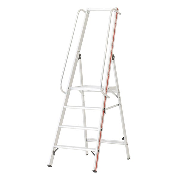 Aluminium Arbeitsplattform mit vier Stufen und Haltegriff