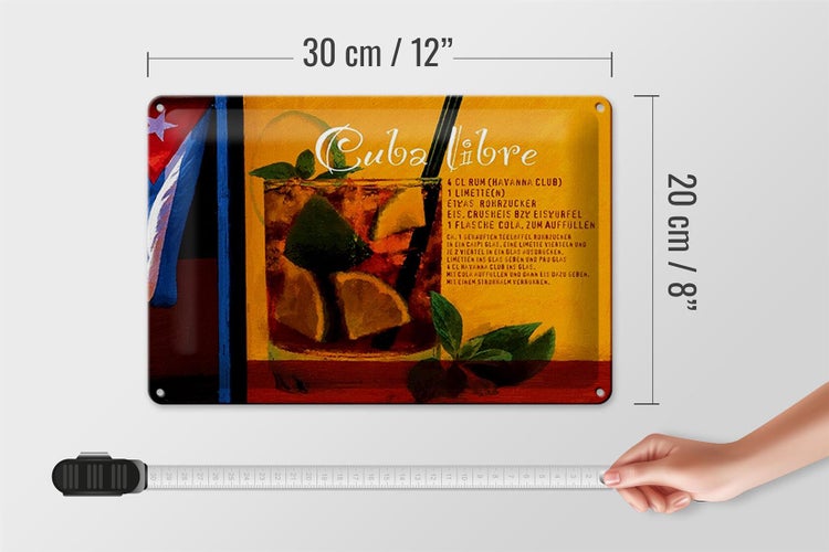 Blechschild Spruch 30x20cm Cuba Libre Rezept Rum Havanna