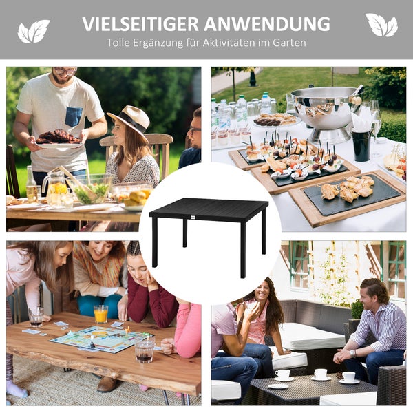 Detailansicht eines rechteckigen Möbelbeins aus Metall mit höhenverstellbarem Kunststofffuß zum Ausgleich von Bodenunebenheiten.