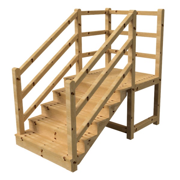 Holztreppe mit Geländer