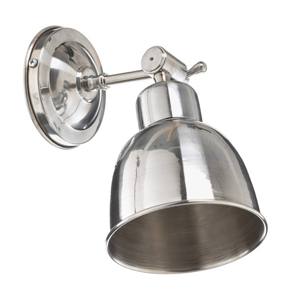 Euluna Wandleuchte, Wandlampe Innen Emoti (Vintage Industriell) in Chrom aus Metall (1 flammig E27) - Wandstrahler Wandbeleuchtung Schlafzimmer / Wohnzimmer Wohnzimmerleuchte