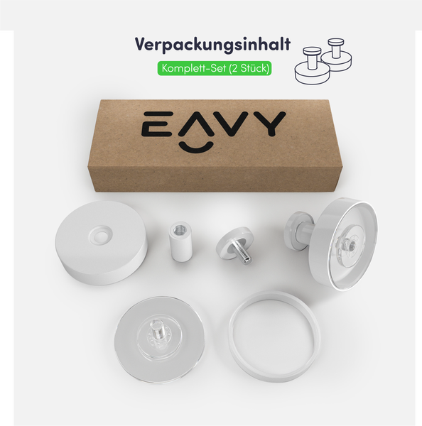 EAVY Handtuchhaken Edelstahl Weiß mit Saugnapf 2er Pack