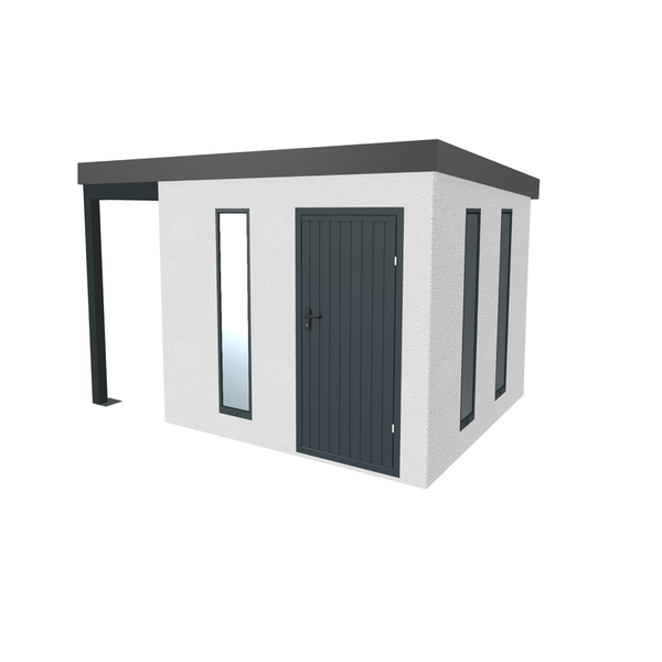 Gartenhaus mit Tür, Fenstern und Vordach