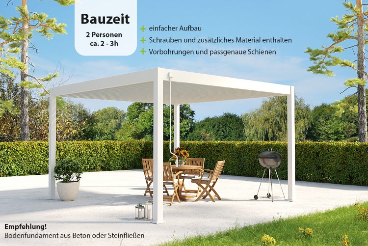 Weide Deluxe Plus Aluminium Pavillon 4 x 4 M Weiß Pergola Freistehend