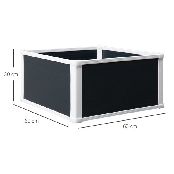 Outsunny Hochbeet Blumenkasten Pflanzkasten mit Drainagefunktion Gemüsebeet für Gemüse, Kräuter im Garten, Terrasse und Balkon, Kunststoff, Grau, 60 x 60 x 30 cm