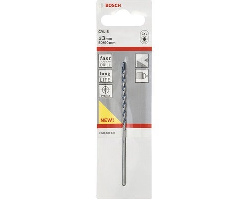 Bosch CYL-5 Betonbohrer mit 3 Millimeter Durchmesser und 50/90 Millimeter Länge in Originalverpackung