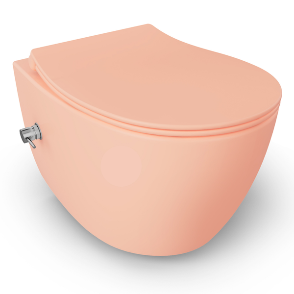 Isvea WC Toilet Badezimmer Wand-WC mit Dusch-WC Lachsrosa mit Softclose-Sitz