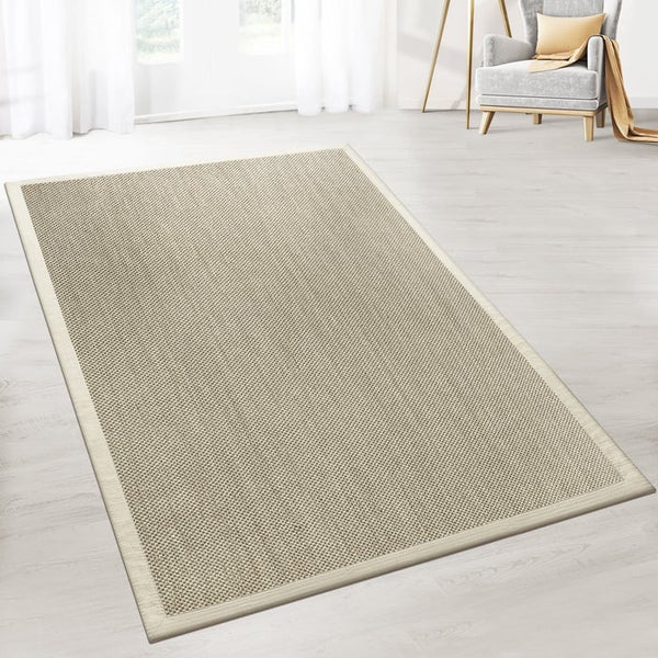 FLOORDIREKT Sisal-Teppich Tiger-Eye - aus 100% Sisal - mit Brodüre - Creme - 160 x 230 cm