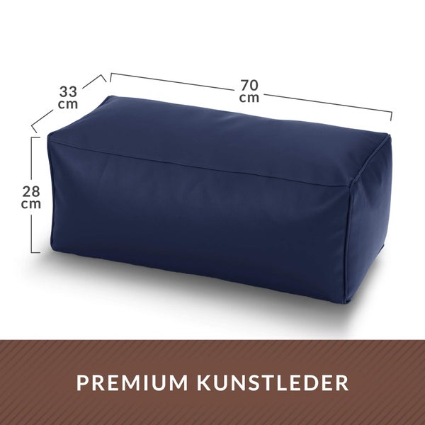 Green Bean Sitzhocker aus Kunstleder - Pouf mit EPS Perlen Füllung - 70 x 33 x 28cm - perfekte Ergänzung zum Sitzsack - Sitzwürfel Sitzkissen Hocker Fußhocker - Dunkelblau