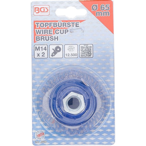 Draht-Topfbürste mit M14 Gewinde, Durchmesser 65 Millimeter