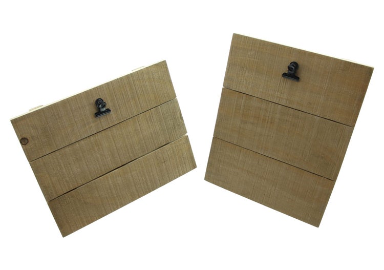 FRANK FLECHTWAREN | Fotohalter Wood, 2er Set, HOLZ, METALL, 20 x 3,5 x 14,5 cm, 23 x 3,5 x 18 cm